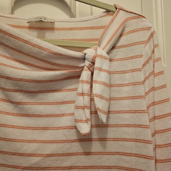 Gently Used Loft Outlet Striped Boatneck Top with Knot - XL - Picture 2 of 10